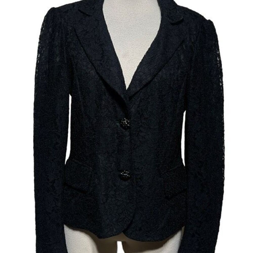 Focus 2000 Black Lace Blazer Dressy Jacket Size 6